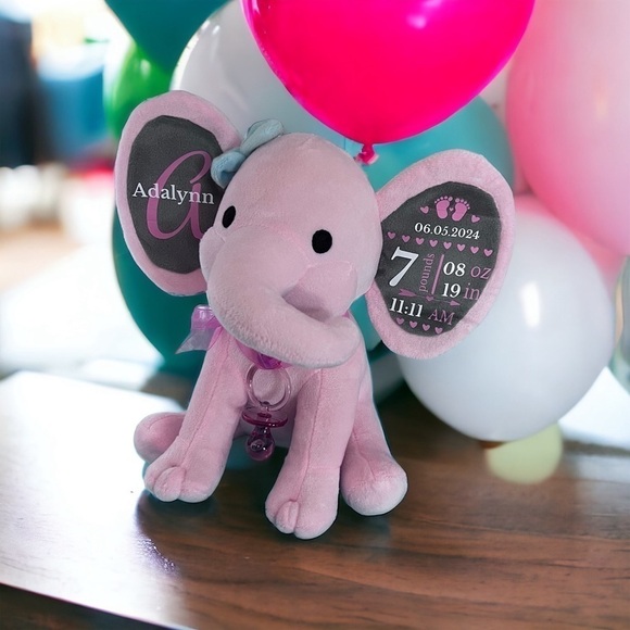 Birth Announcement Elephant - Personalized Elephant - Picture 3 of 4